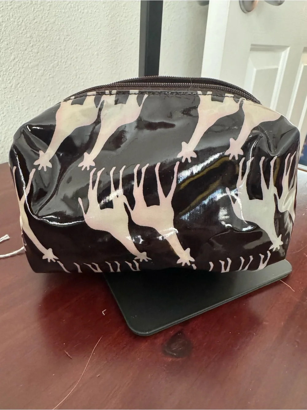 kate spade Olive Green Satin-Lined Cosmetic Pouch